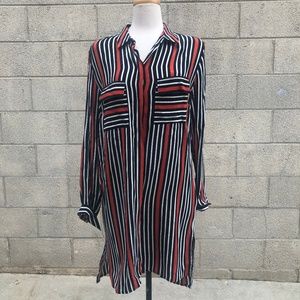 Stripe Maxi Shirtdress in Black Multi